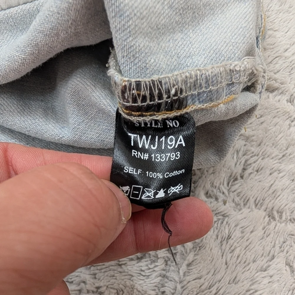 Pol Jacket Womens M Blue Light Wash Trucker Cotton Oversized Button Up